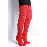 azmodo Super Sexy Red Stiletto Thigh High Boots