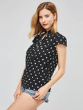 One Button Polka Dot Chiffon Women's Blouse