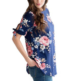 Women's Casual Loose Round Neck Print Short Sleeve Top