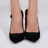 azmodo Classy Black Pointed Toe Stiletto Heels