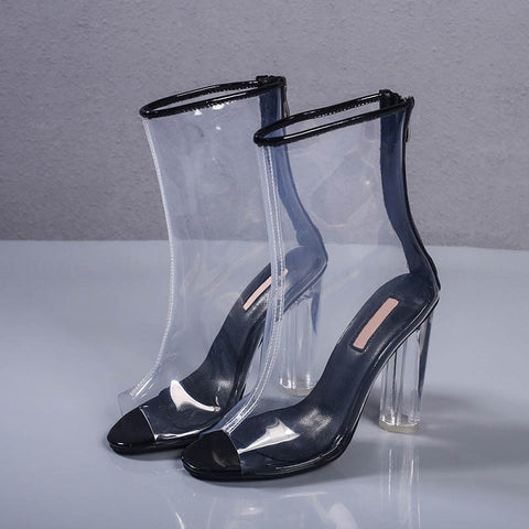 Peep-toe Transparent Ankle Boots