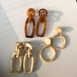 Women Straw Rattan Woven Wooden Earrings Geometric Dangle Ear Stud Jewelry Gift