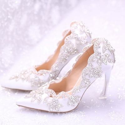 Pretty Rhinestone Silk Bridal Shoes