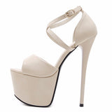 Plain Buckle Platform Stiletto Heel Sandals