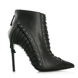 azmodo  Enticing Lace-up Pointed-Toe Ankle Boots