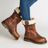 azmodo  Brown Stylish Slip-On Motorcycle Ankle Boots