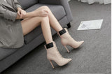 Spring/Autumn Fashion Women's High-heeled Slip-On Faux Fur Concise Pointed Toe Woman Shoes US5-10.5 Black Apricot