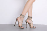 2019 Sandals Fashion Serpentine Women Sandals High Heels Open toe Ankle Strap Buckle Strap Shoes Size 35-40 Pumps