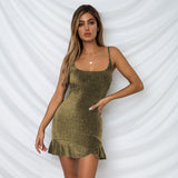 Summer Europe and New Nightclub Skirts Women's Explosive Silk Sling Dress