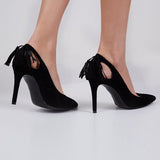 azmodo Classy Black Pointed Toe Stiletto Heels