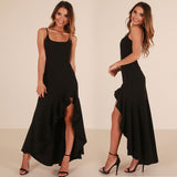 Women's Sling Lotus Fringe Swing Split Dress Evening Dress Long Skirt