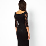 Women's Dress Cropped Sleeve Round Neck Lace Dress