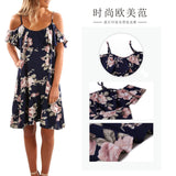 Women's Printed Sexy Sling Flying Sleeve Dress