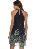 azmodo Stand Collar Floral Prints Day Dress
