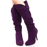 Pretty Suede Stiletto Heels Knee High Boots