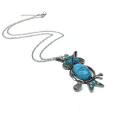 Fashion Vintage Turquoise Necklace Ethnic Wind Owl Pendant Long Necklace Sweater Chain