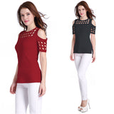 Square Burning Strapless Short Sleeve Slim Europe T-shirt Female