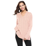 Spring and Autumn Ladies V-Neck Long Sleeve Turtleneck Knit Sweater