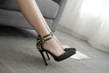 Single heel full of rivets pointed hollow high-heeled sandals