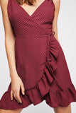 Sexy V-neck Ruffle Strap Skirt Irregular Dress