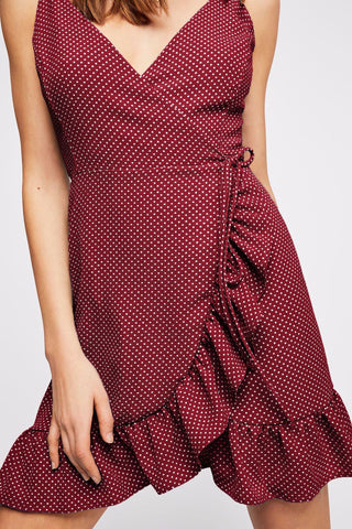 Sexy V-neck Ruffle Strap Skirt Irregular Dress