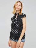 One Button Polka Dot Chiffon Women's Blouse