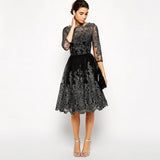 Luxury Lace Dress Women Embroidered Vintage Vestido Sexy Autumn Princess Tutu Dresses Long Sleeve Vestidos Hollow Party Dresses