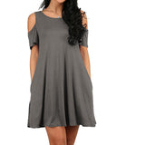 Women's Solid Color Off-Shoulder Short Sleeve Dress