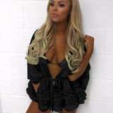 Bikini Beach Blouse Solid Color Bat Sleeve Chiffon Blouse