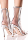 High-heeled transparent women's fashion sandals with pointed splicing
