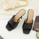 PU Banquet Wild Leather Sandals Diamond Check Wine Glass with Leather Outdoor Wild Casual Slippers