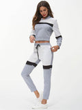 Color Block Long Sleeve Hoodie and Pants Women's Two Piece Set