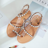 AZMODO Exquisite Pearls Beading Flat Sandals X806