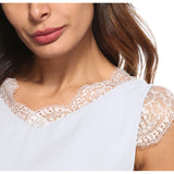 Lace stitching tops for women Loose sleeveless chiffon shirts