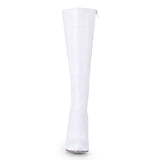 White Upper Stiletto Closed-toes Knee High Boots