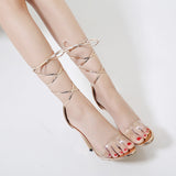 Women Fashion Lace Up Sandals Sexy High Heels Summer Party Shoes Woman Stiletto Pumps