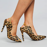 azmodo Leopard Print Stiletto Heel Pumps