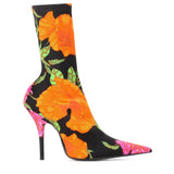 Sexy Floral High Stiletto Heels Fall Boots