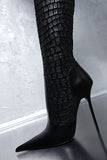 black snakeskin fashion sexy high-heeled high boots women's boots single boots