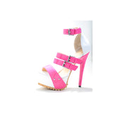 azmodo Chic Contrast Colour Buckle High Heel Sandals