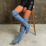 azmodo Stylish Denim Over Knee High Boots