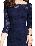 Half Sleeve Solid Color Lace Women's Sheath Dress