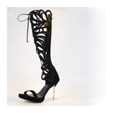 azmodo Sexy Butterfly Cut-Outs Lace-Up Dress Sandals