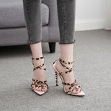 Women's shoes Simmi INS hot pointed peep toe stilettos high heels sandals woman shoes zebra leopard stripe lady party shoe