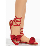 AZMODO Sexy Lace-Up Flat With Open Toe Sandals