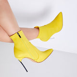 azmodo Pointed Toe Side Zipper Stiletto Heel Ankle Boots