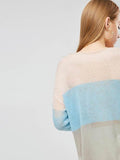 Color Block Round Neck Lightweight Women's Sweater