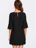 azmodo Round Neck Flare Sleeve Casual Day Dress