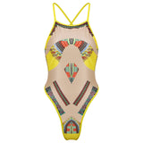 Sexy Swimsuit African Ethnic Style Printed Banded Siamese Swimsuit