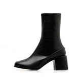 Botas mujer fashion women's boots square heel zapatos mujer PU leather thigh high heels pumps boots INS party shoes Martin boots